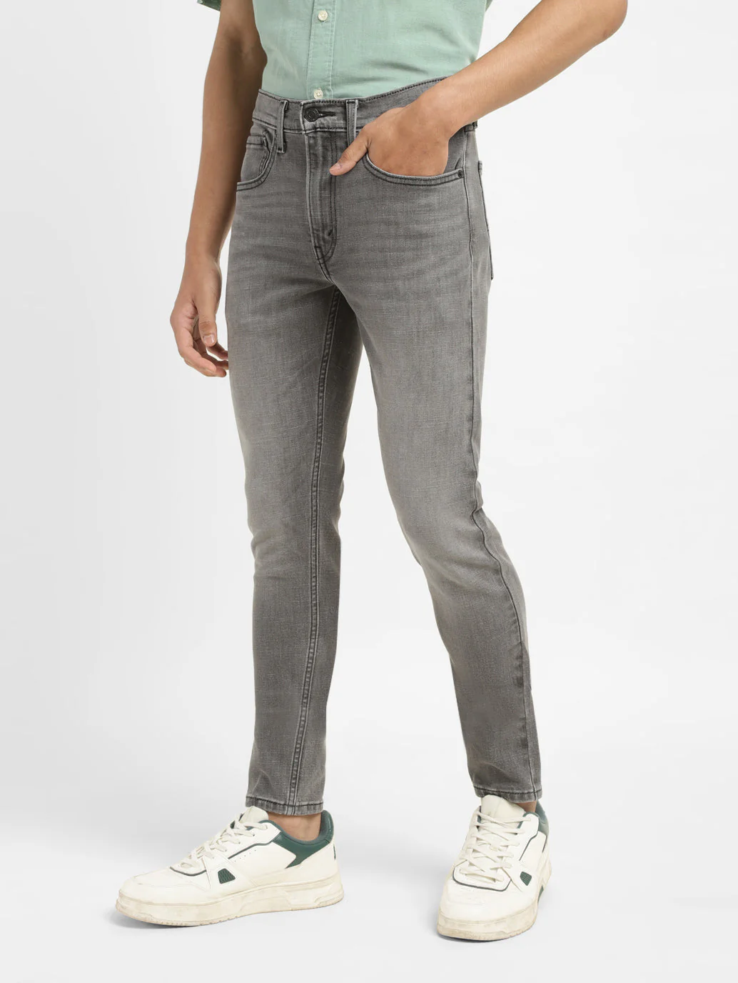 Men's Grey Skinny Fit Mid Rise Jeans - Image 5