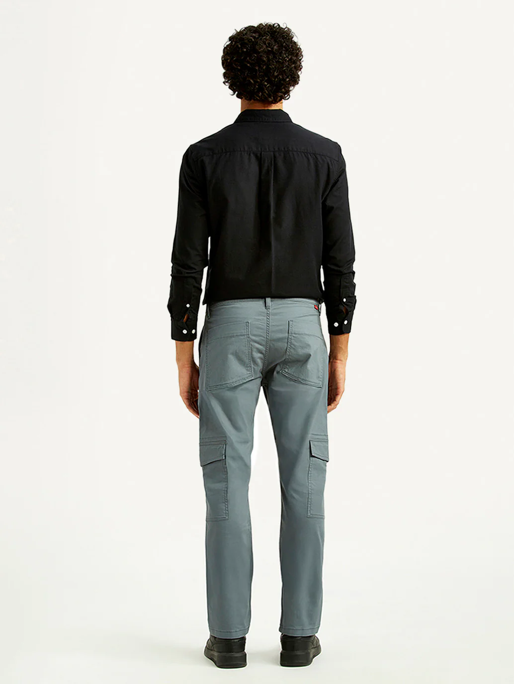 Men's Grey Slim Fit Cargo Trousers - Image 4