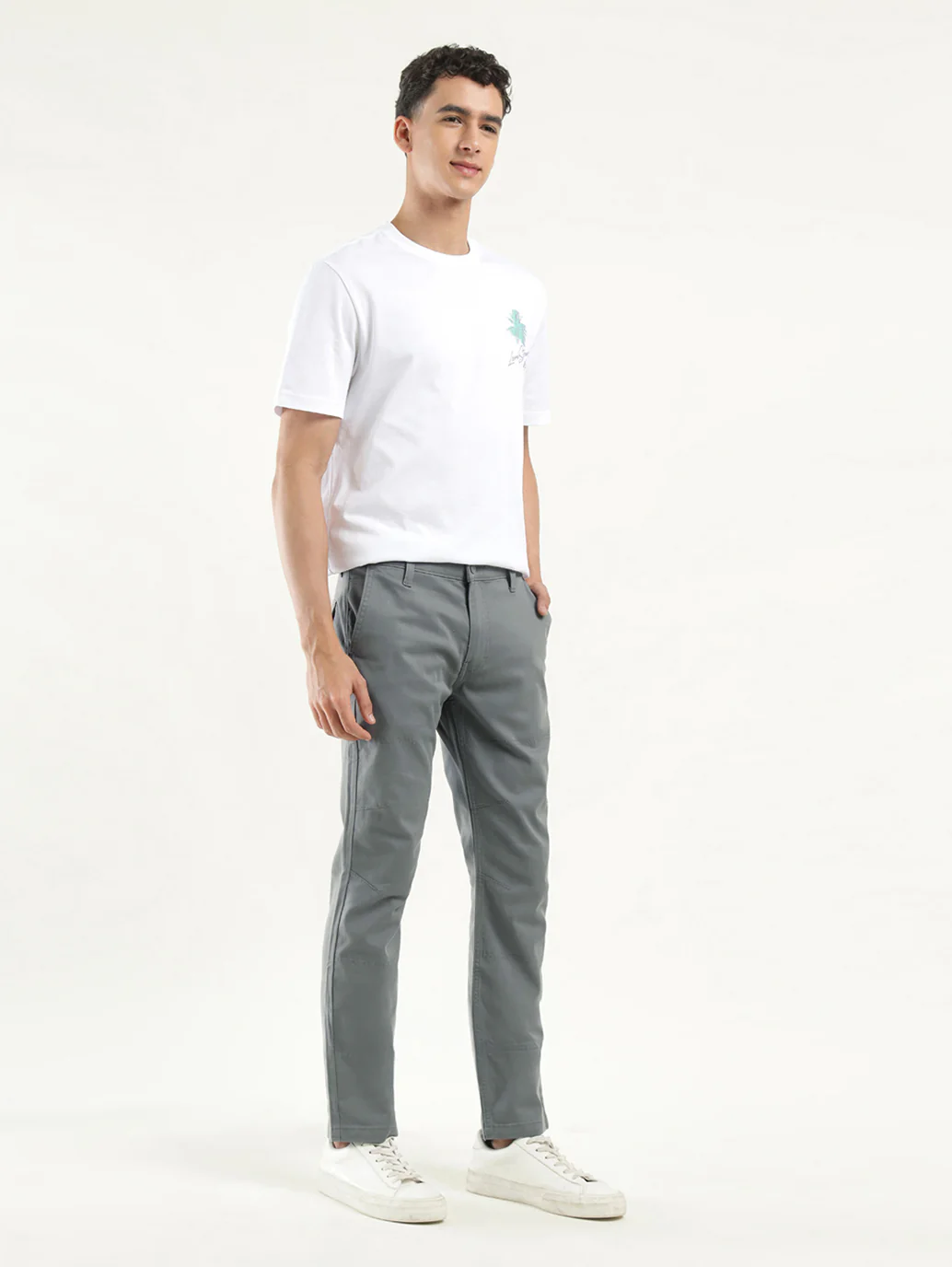 Men's Grey Slim Fit Chinos - Image 4
