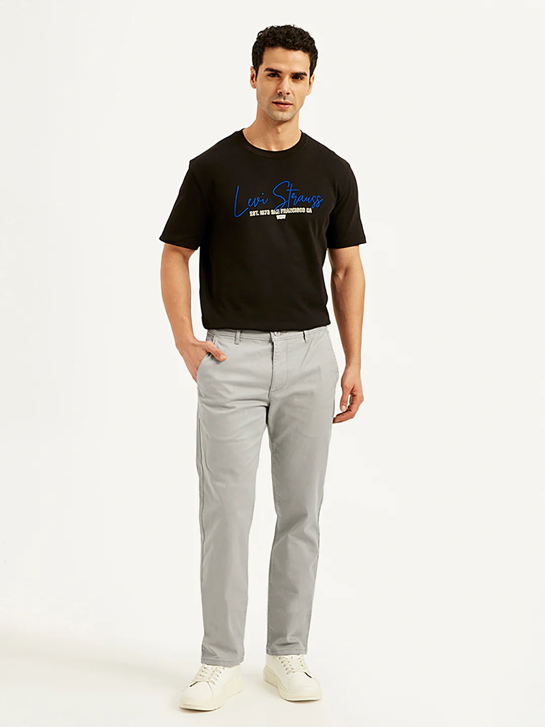 Men's Grey Slim Fit Chinos - Image 2