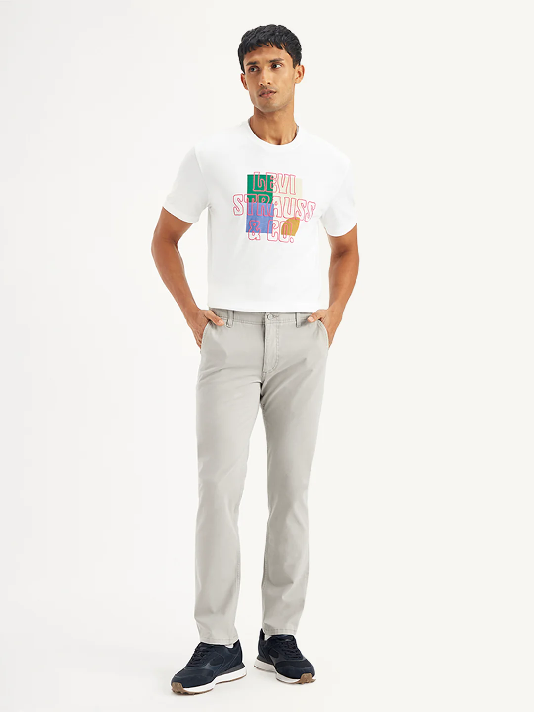 Men's Grey Slim Fit Chinos - Image 2