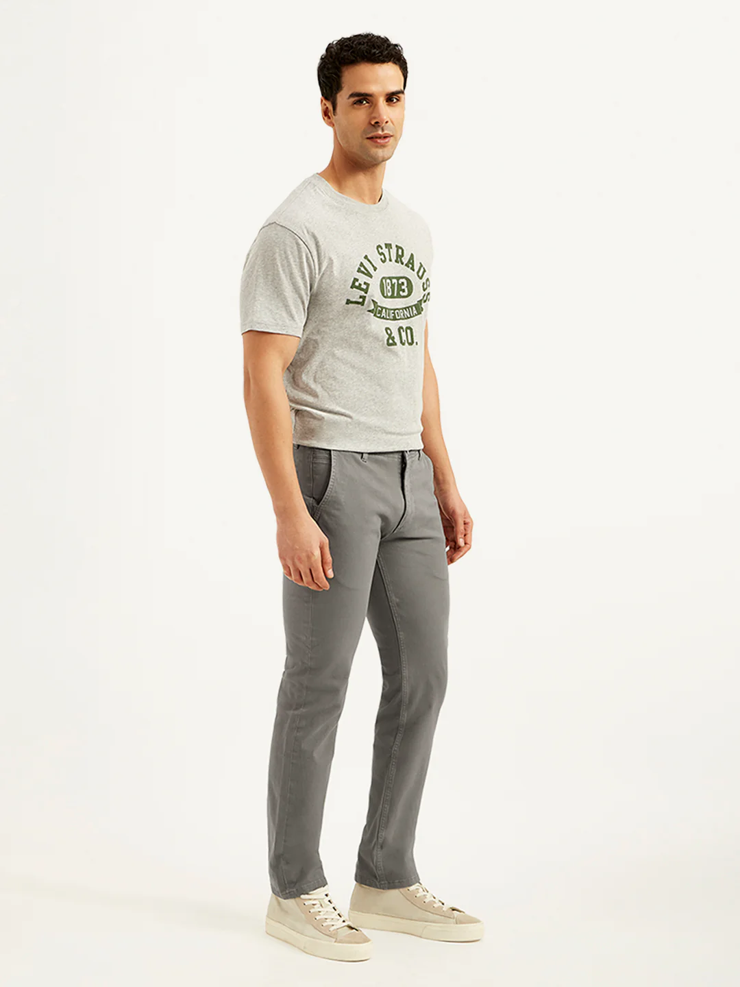 Men's Grey Slim Fit Chinos - Image 4