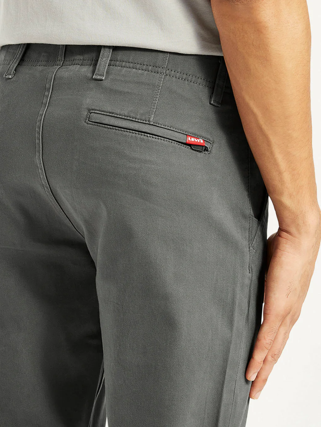 Men's Grey Slim Fit Mid Rise Chinos - Image 4