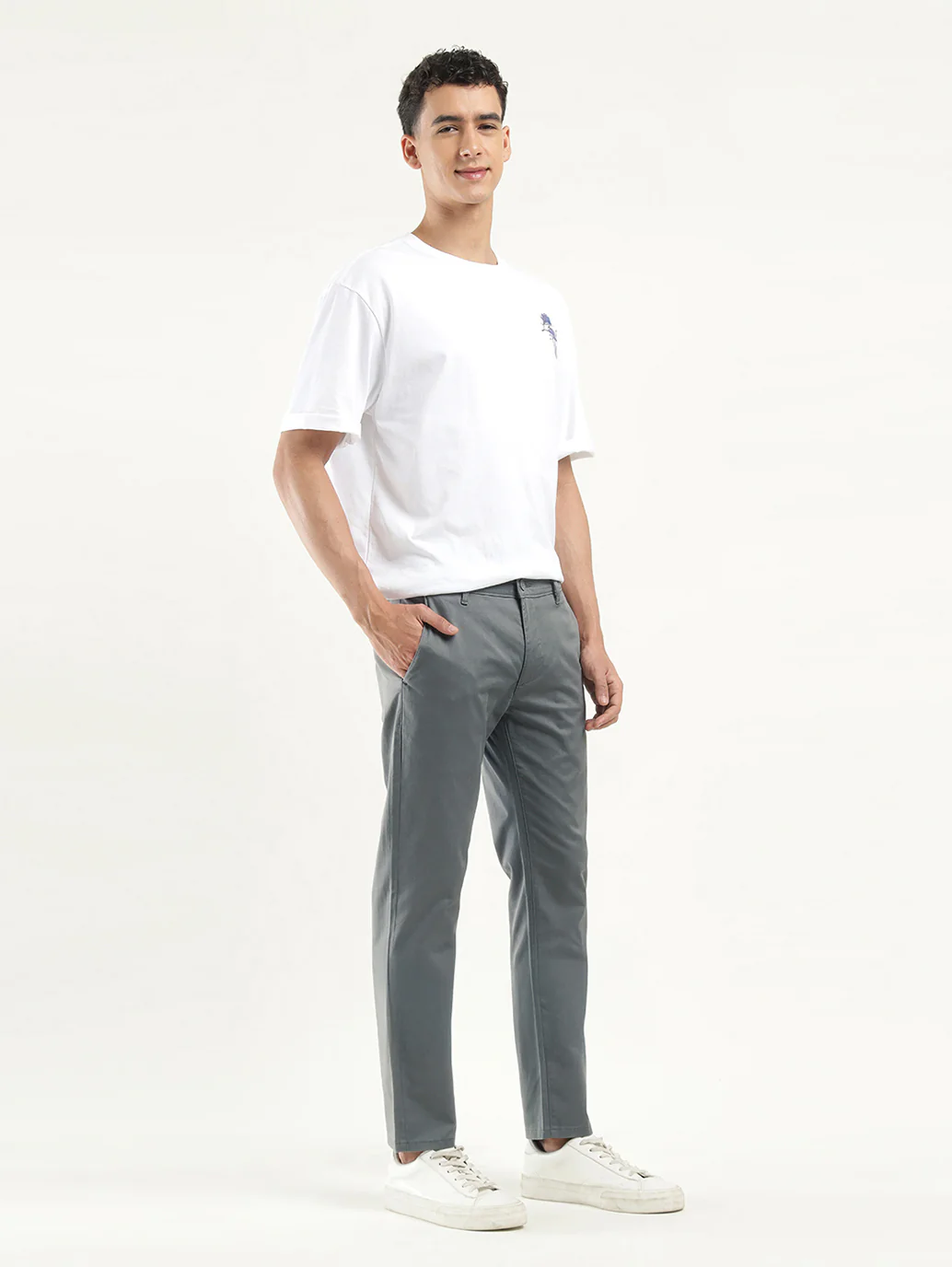Men's Grey Slim Fit Chinos - Image 2