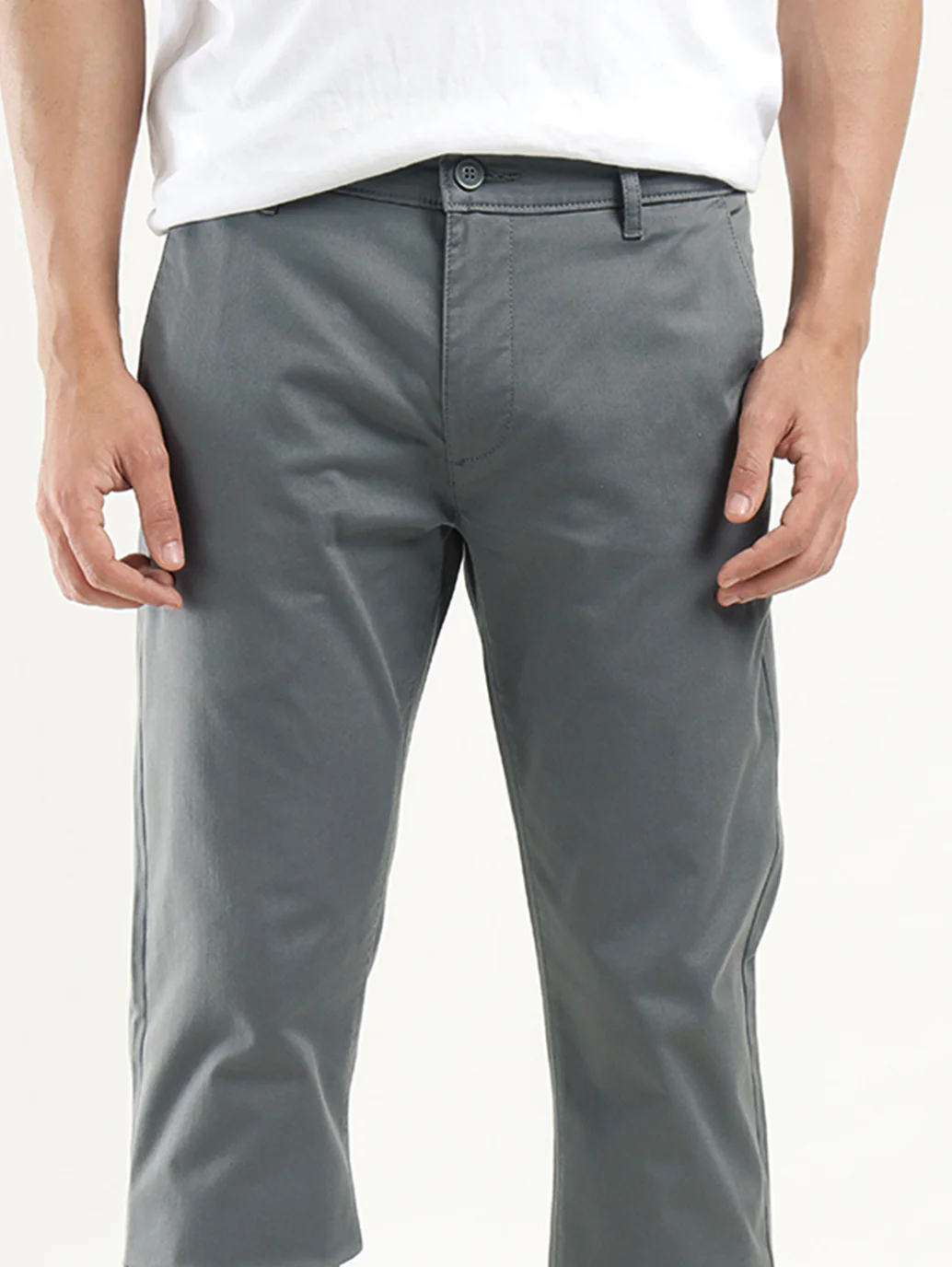 Men's Grey Slim Fit Chinos - Image 4