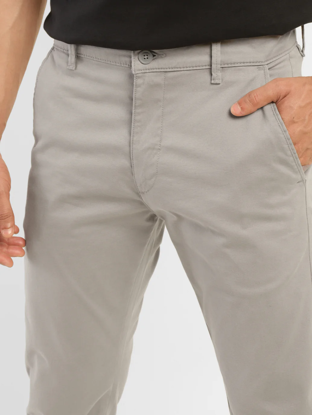 Men's Grey Slim Tapered Fit Chinos - Image 4