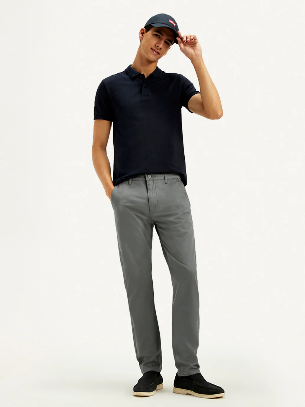 Men's Grey Slim Tapered Fit Chinos