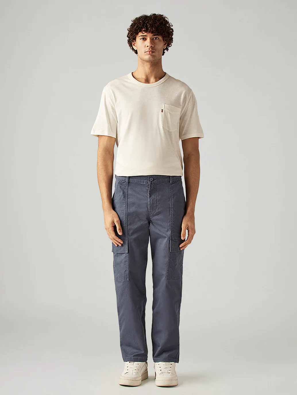 Men's Grey Straight Fit Commuter Mid Rise Trousers - Image 2