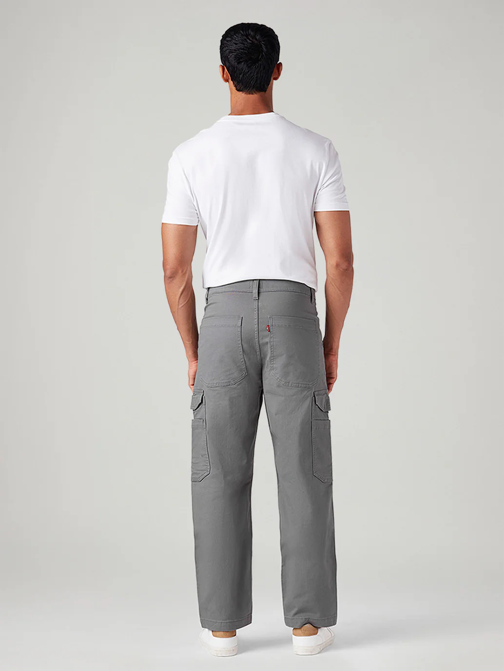 Men's Grey Straight Fit Mid Rise Cargos - Image 4