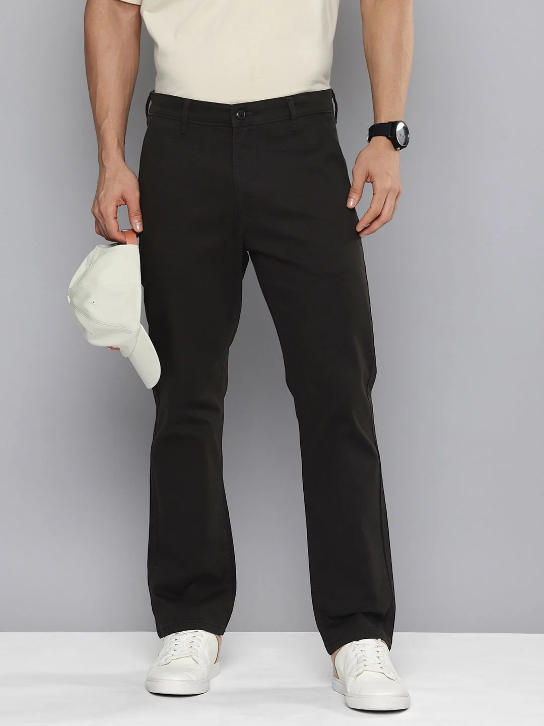 Men's Black Tapered Chinos - Image 2