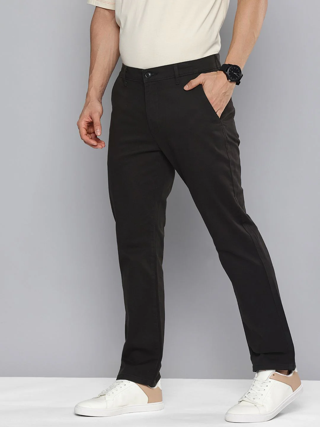 Men's Black Tapered Chinos - Image 3