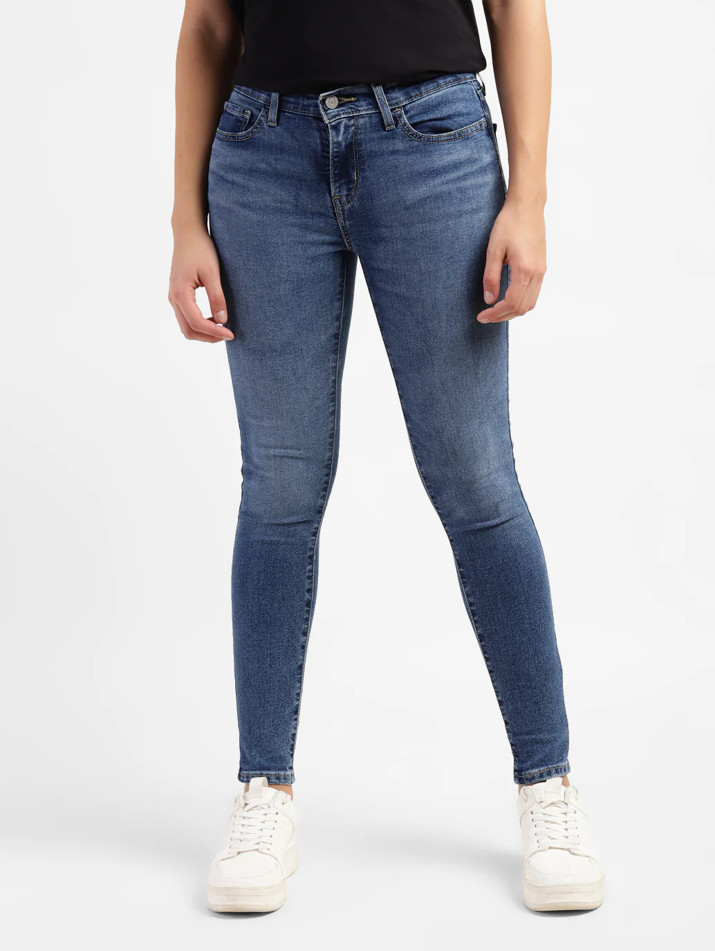 Women's 710 Blue Skinny Fit Mid Rise Jeans - Image 2