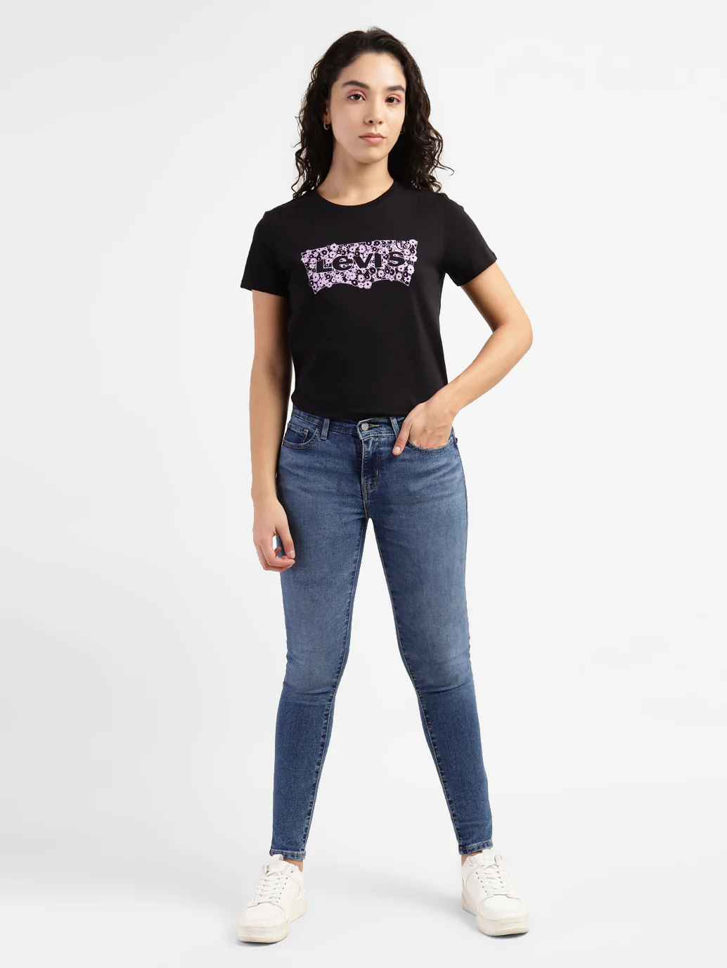 Women's 710 Blue Skinny Fit Mid Rise Jeans - Image 5
