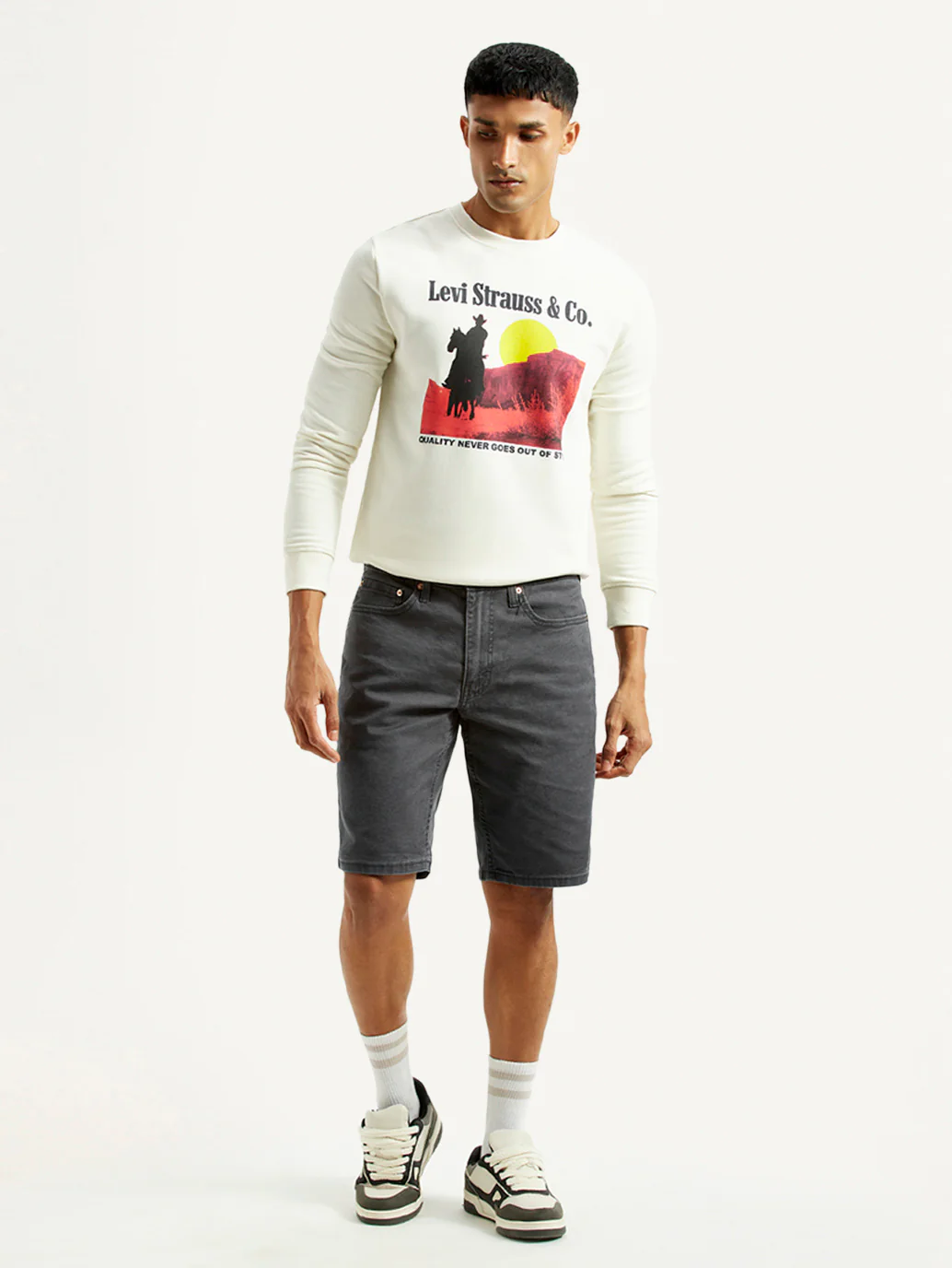 Men's Grey Tapered Mid Rise Shorts - Image 2