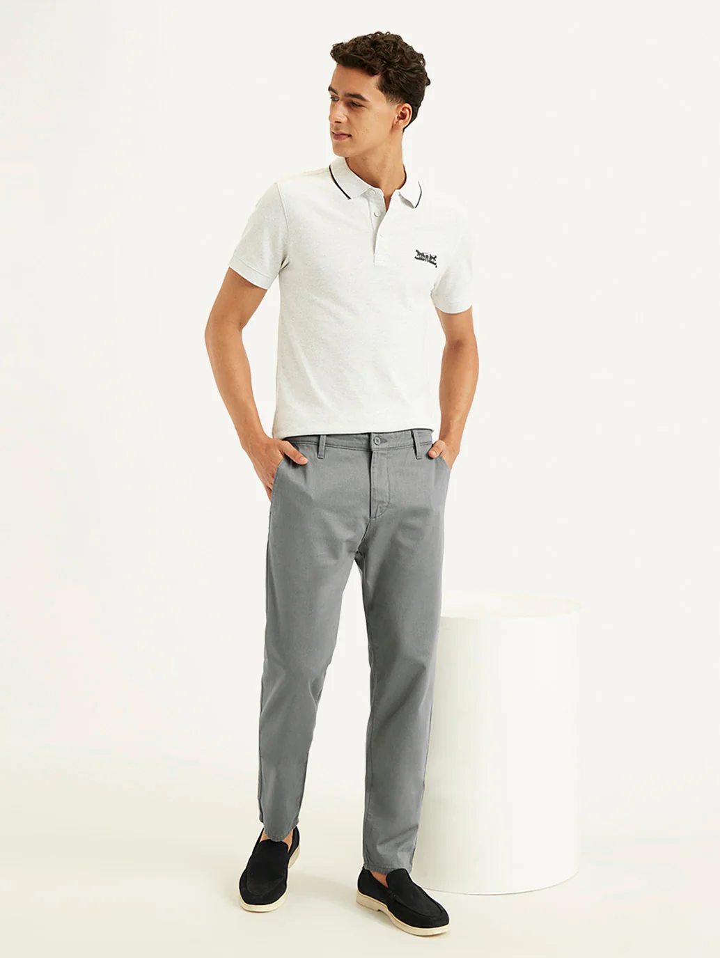 Men's Grey Tapered Trousers - Image 2