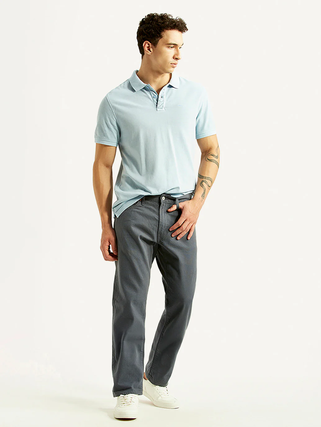 Men's 541 Grey Athletic Tapered Fit Selvedge Mid Rise Trousers