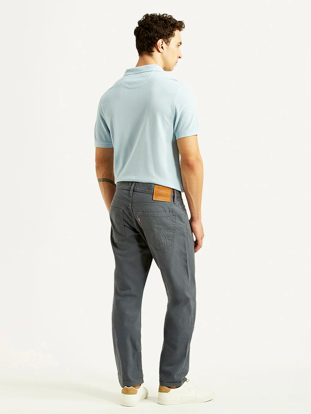 Men's 541 Grey Athletic Tapered Fit Selvedge Mid Rise Trousers - Image 4