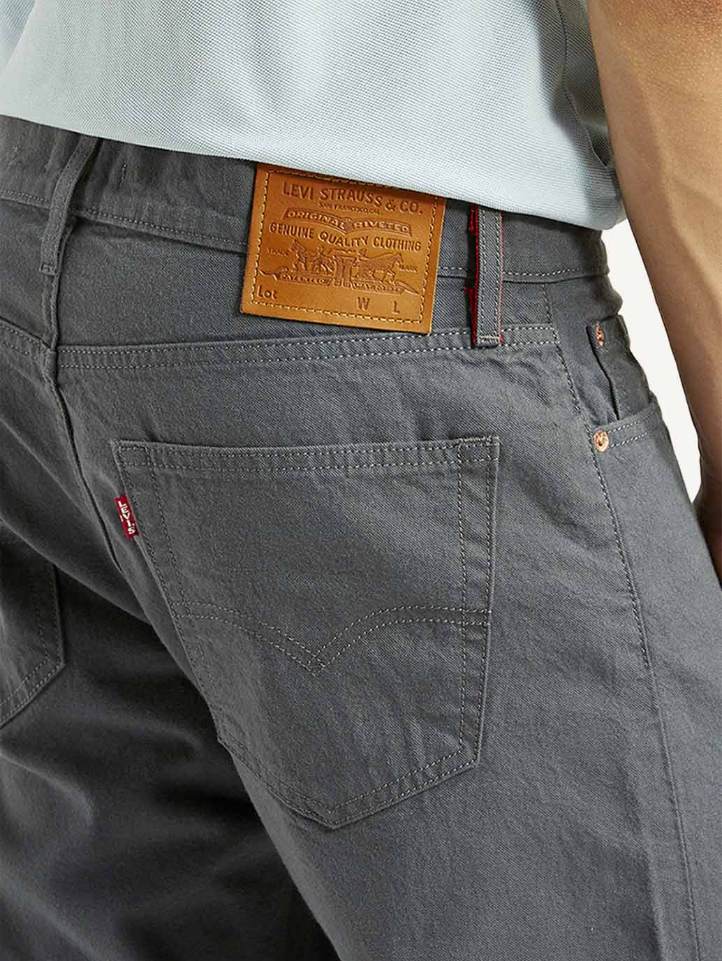 Men's 541 Grey Athletic Tapered Fit Selvedge Mid Rise Trousers - Image 5