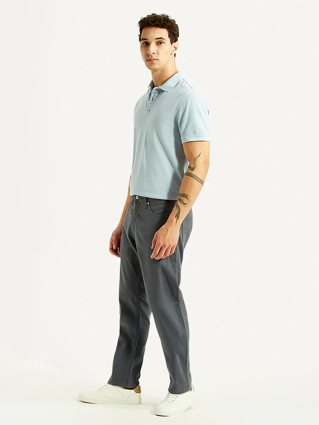 Men's 541 Grey Athletic Tapered Fit Selvedge Mid Rise Trousers - Image 6