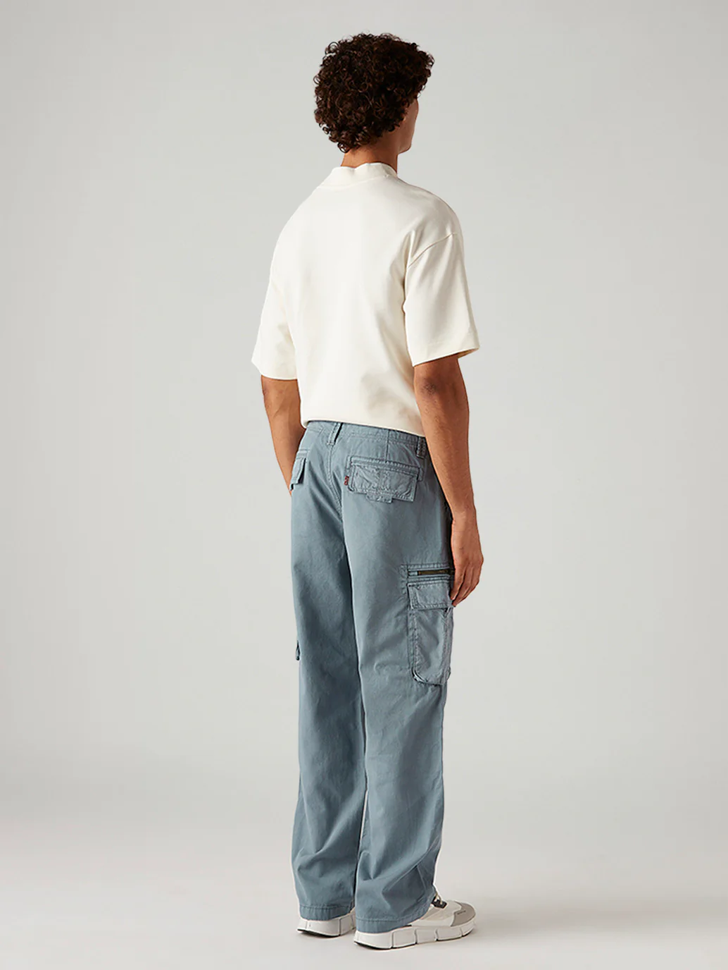 Men's Blue Baggy Fit Mid Rise Cargos - Image 5