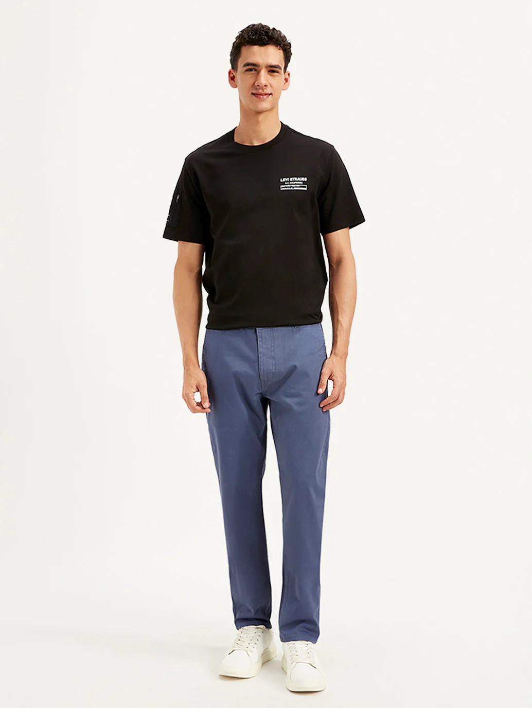 Men's Greyish Blue Tapered Chinos - Image 2