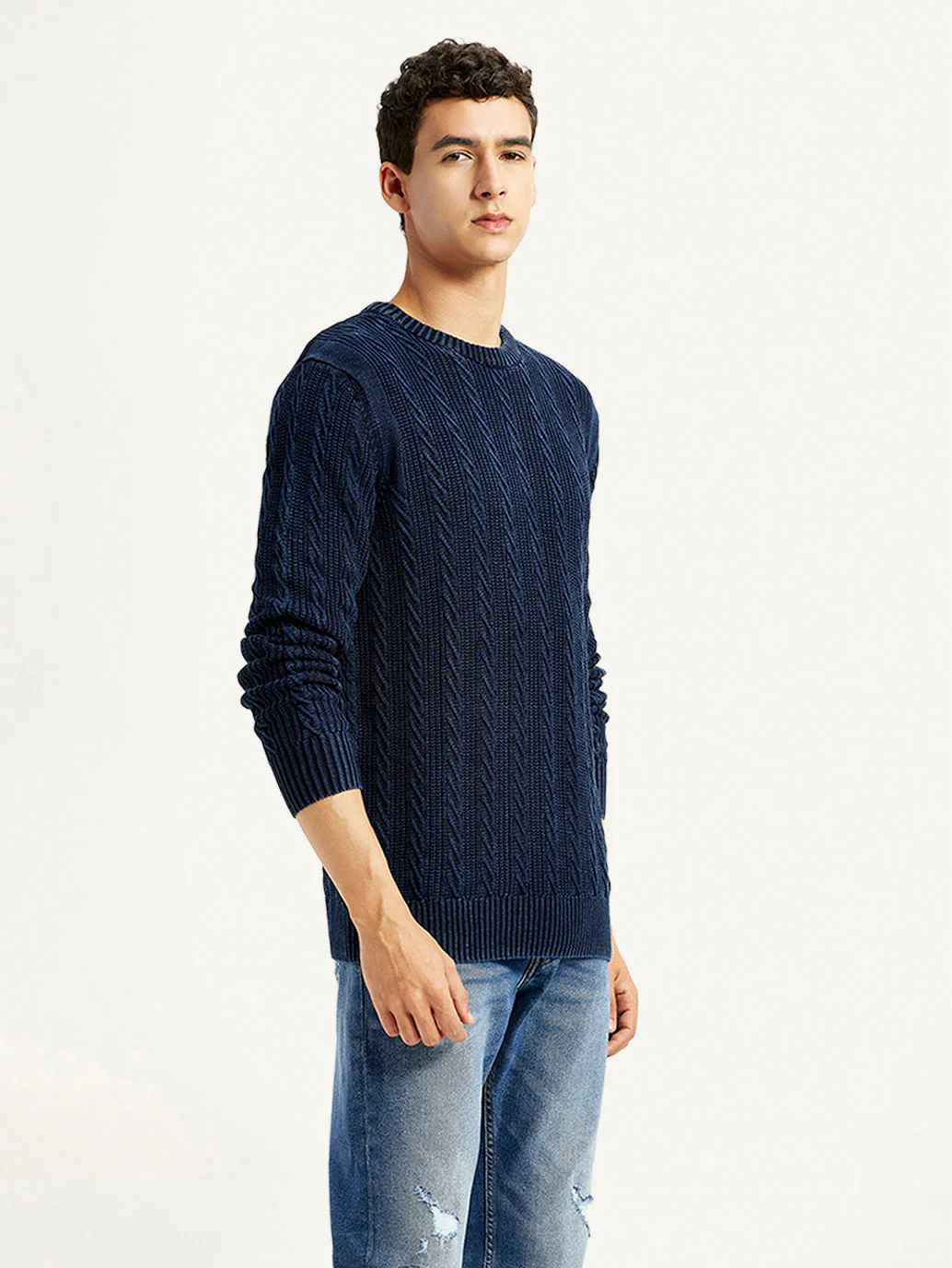 Men's Indigo Crew Neck Sweater - Image 4