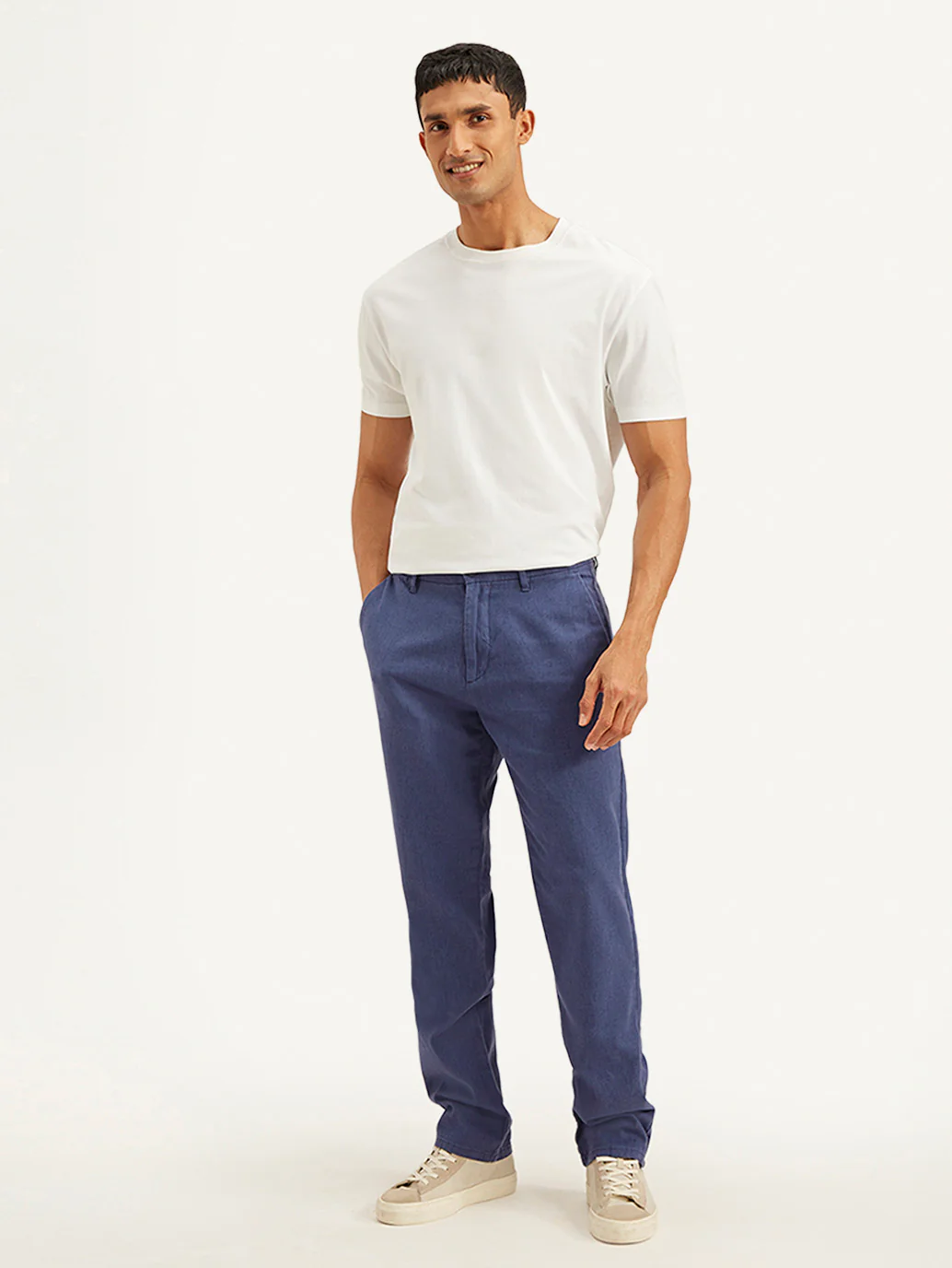 Men's Indigo Authentic Straight Fit Linen Chino Pants - Image 2