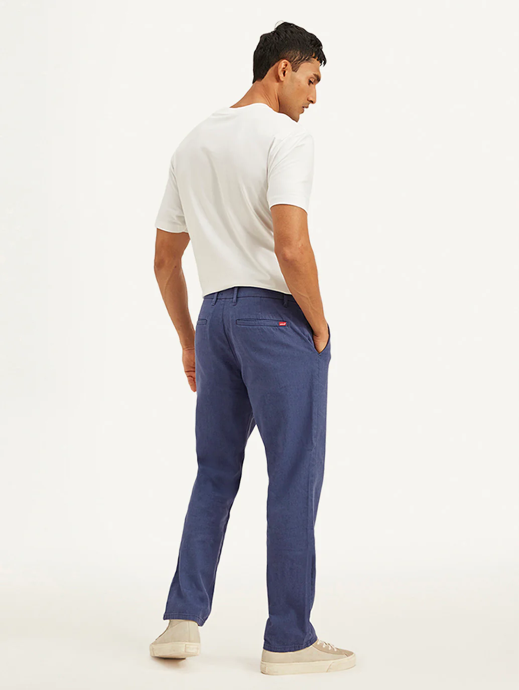 Men's Indigo Authentic Straight Fit Linen Chino Pants - Image 3