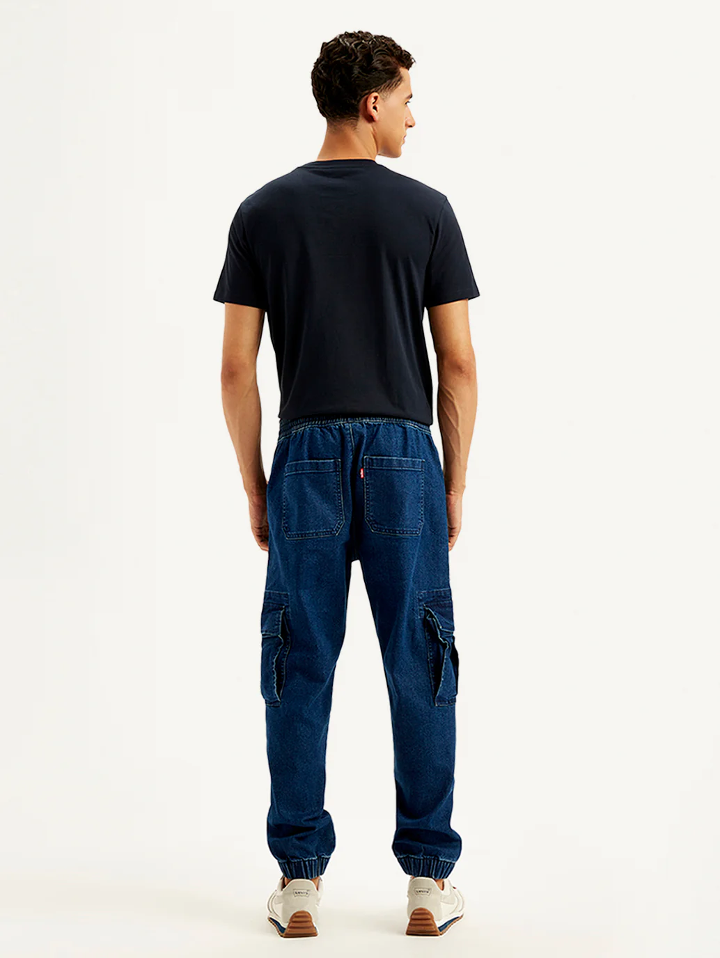 Men's Indigo Tapered Cargo Trousers - Image 4