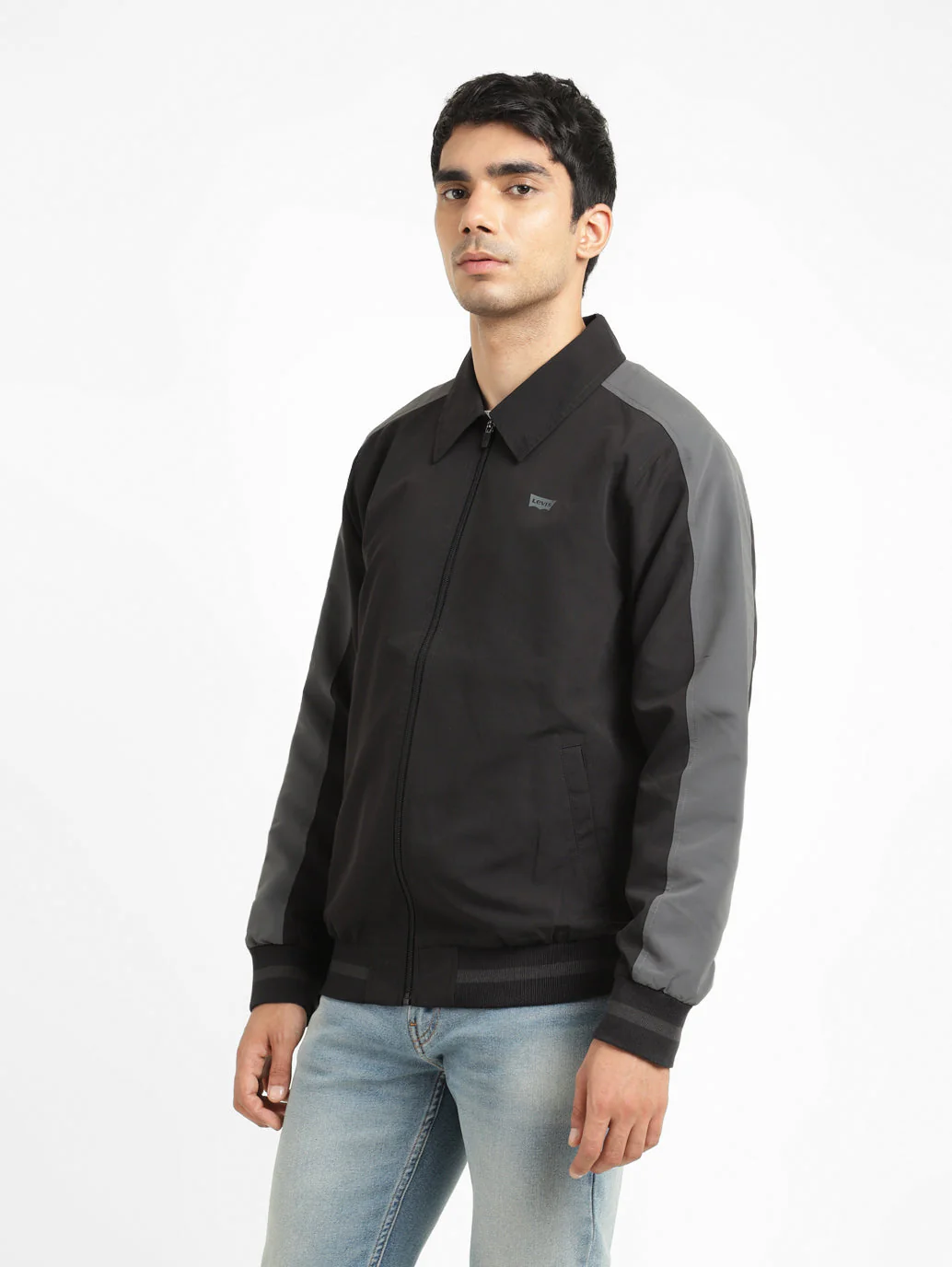 Men's Black High Neck Bomber Jacket - Image 4