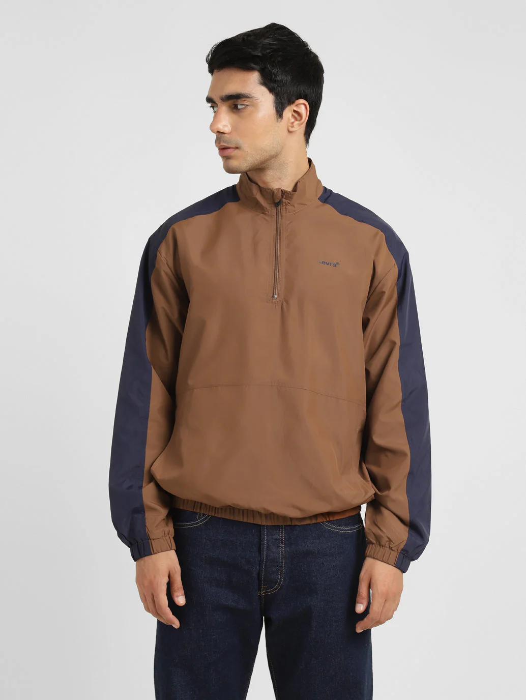 Men's Brown High Neck Tailored Jacket - Image 2