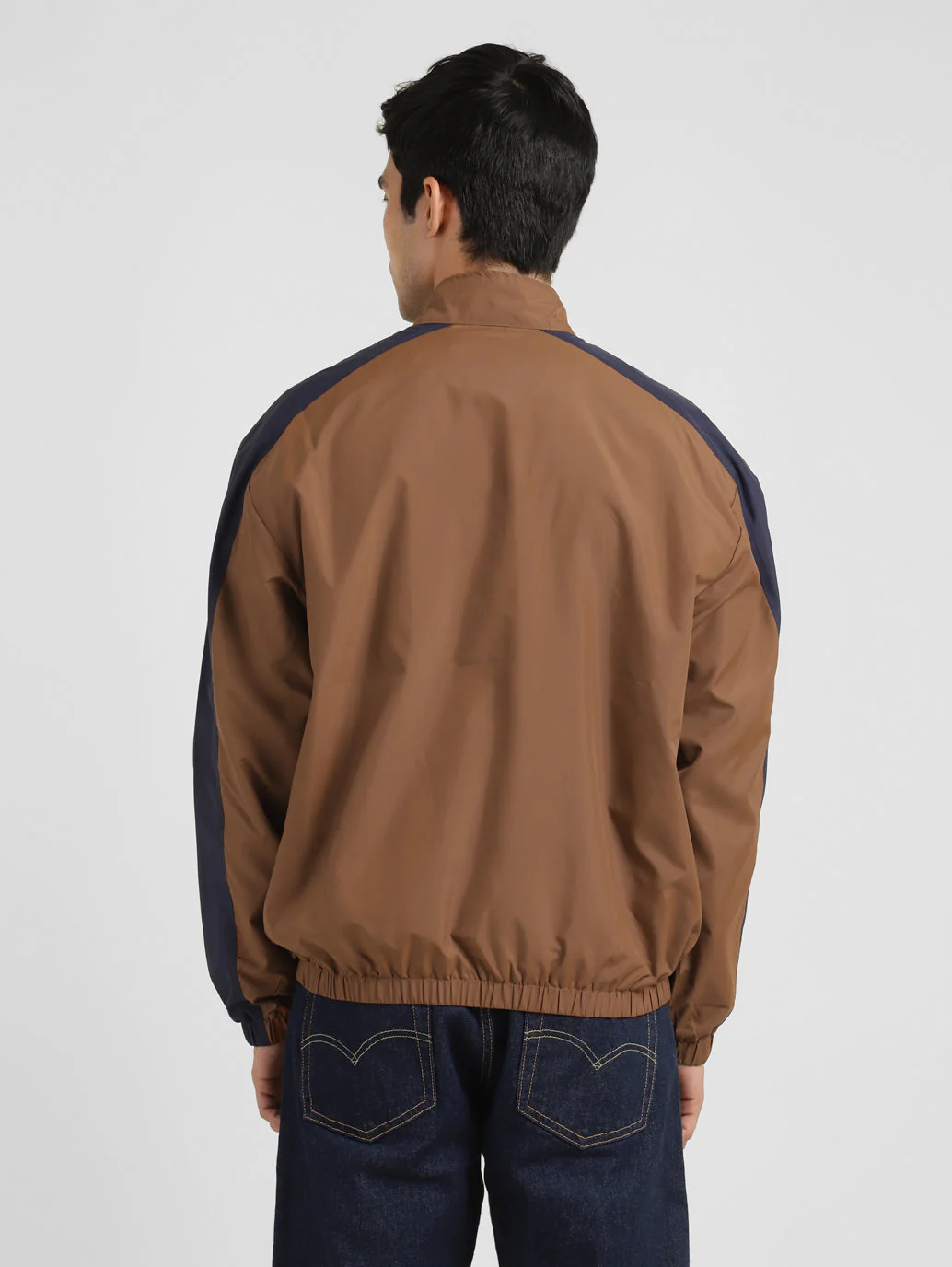 Men's Brown High Neck Tailored Jacket - Image 3
