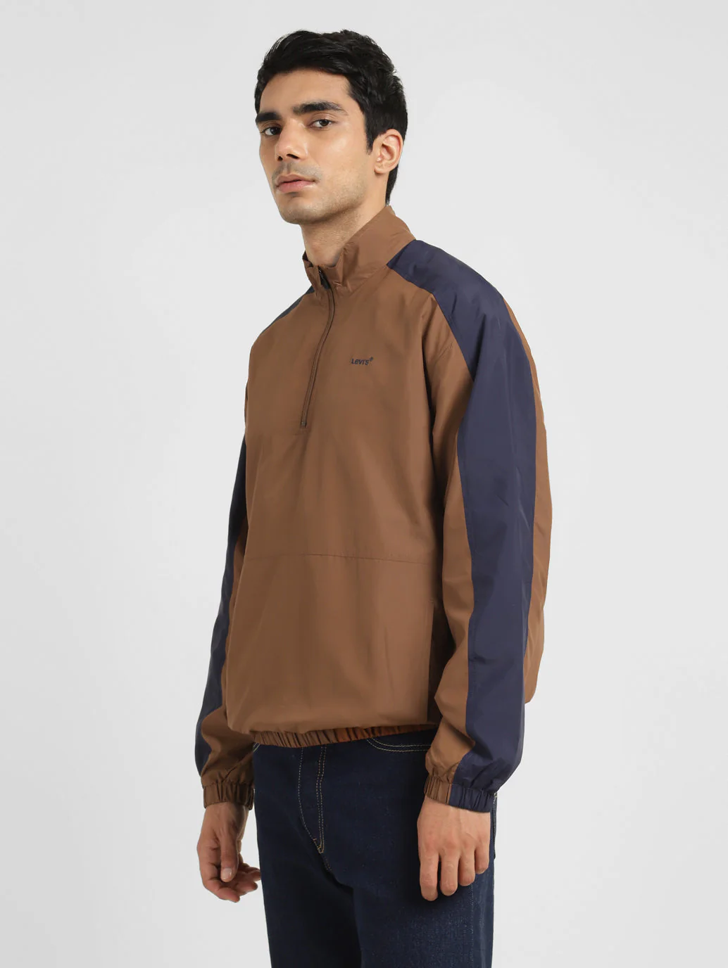 Men's Brown High Neck Tailored Jacket - Image 4