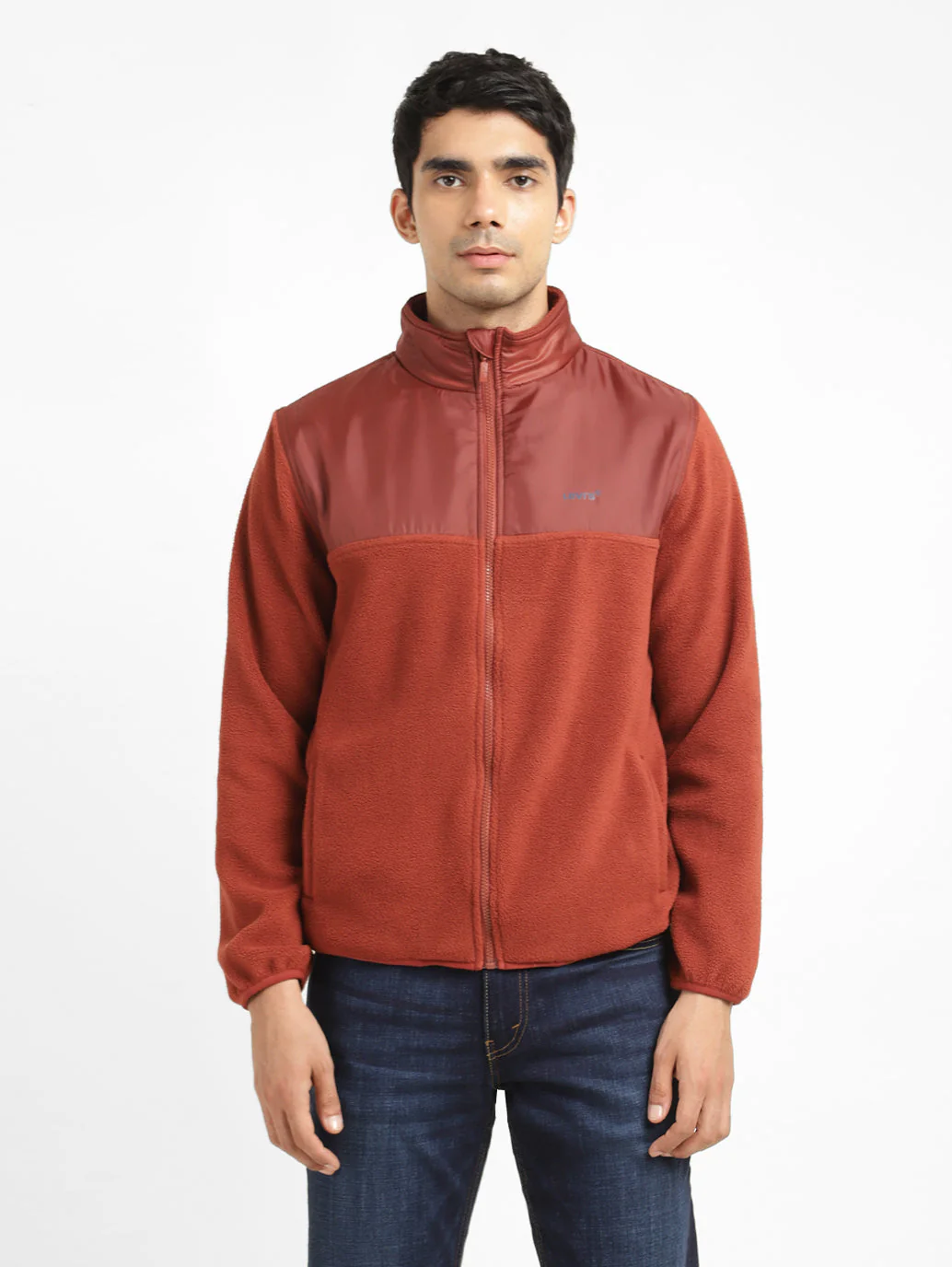 Men's Rust Orange High Neck Tailored Jacket - Image 2