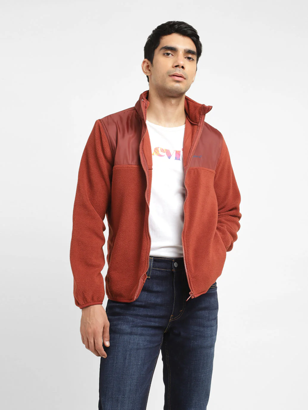 Men's Rust Orange High Neck Tailored Jacket - Image 6