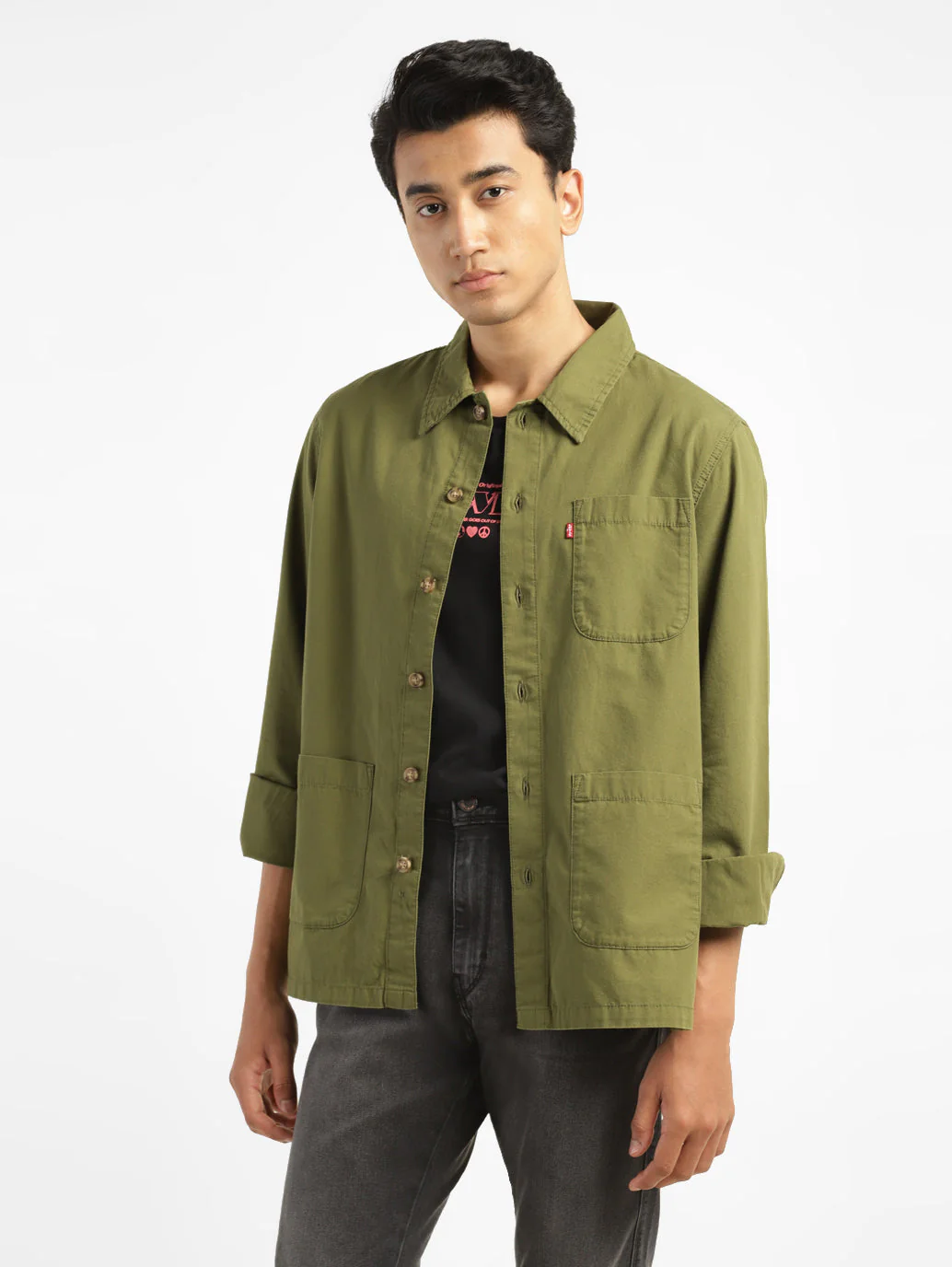 Men's Solid Full Sleeve Shacket - Image 2