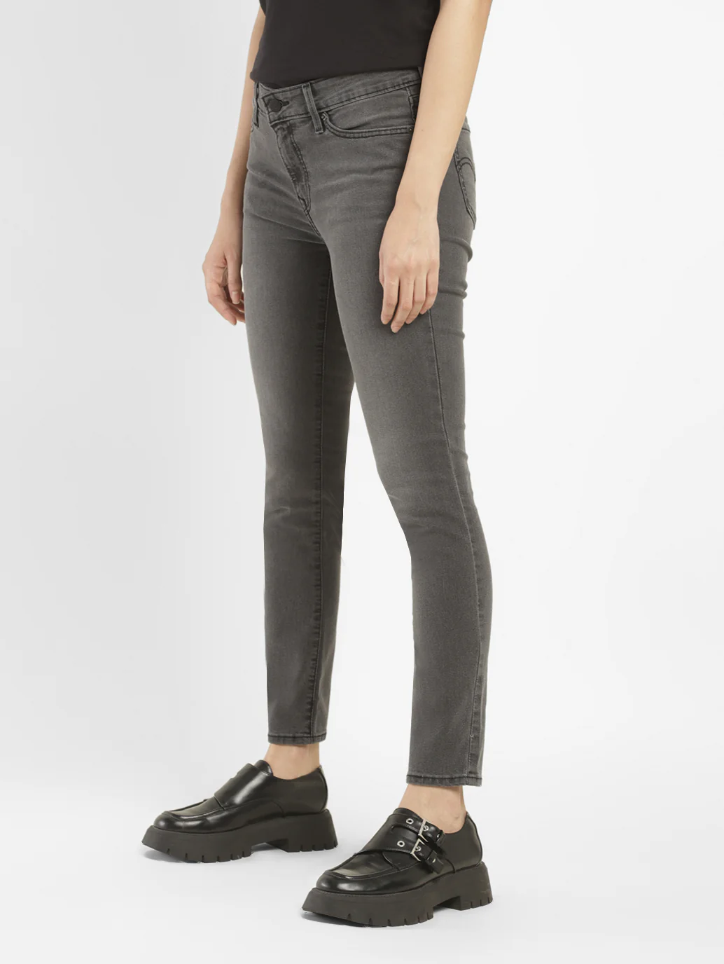 Women's 711 Grey Skinny Fit Mid Rise Jeans - Image 3