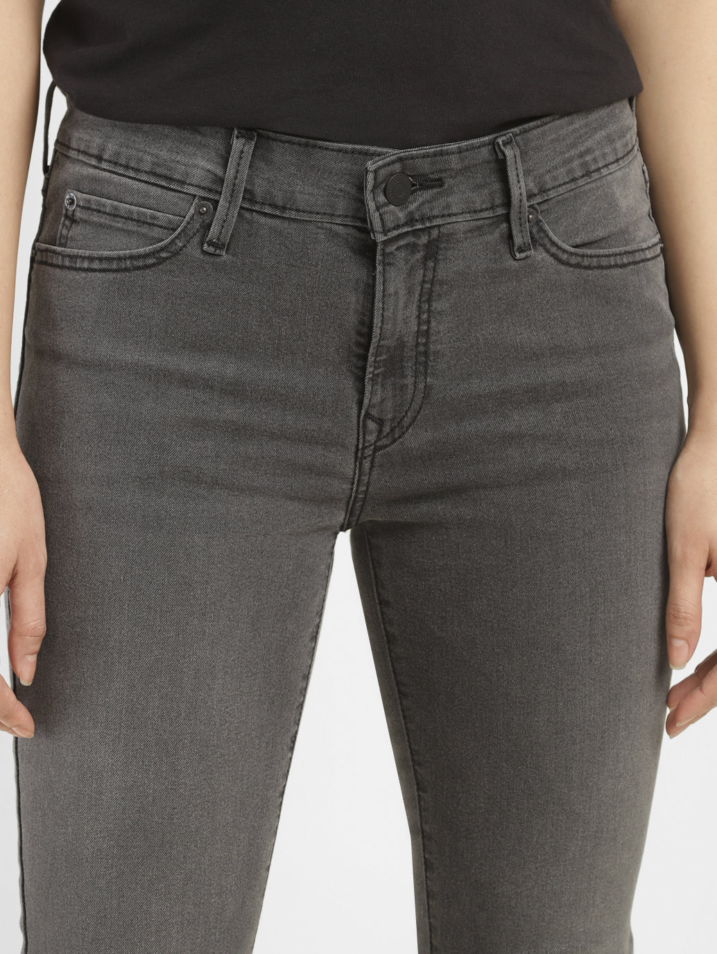 Women's 711 Grey Skinny Fit Mid Rise Jeans - Image 4
