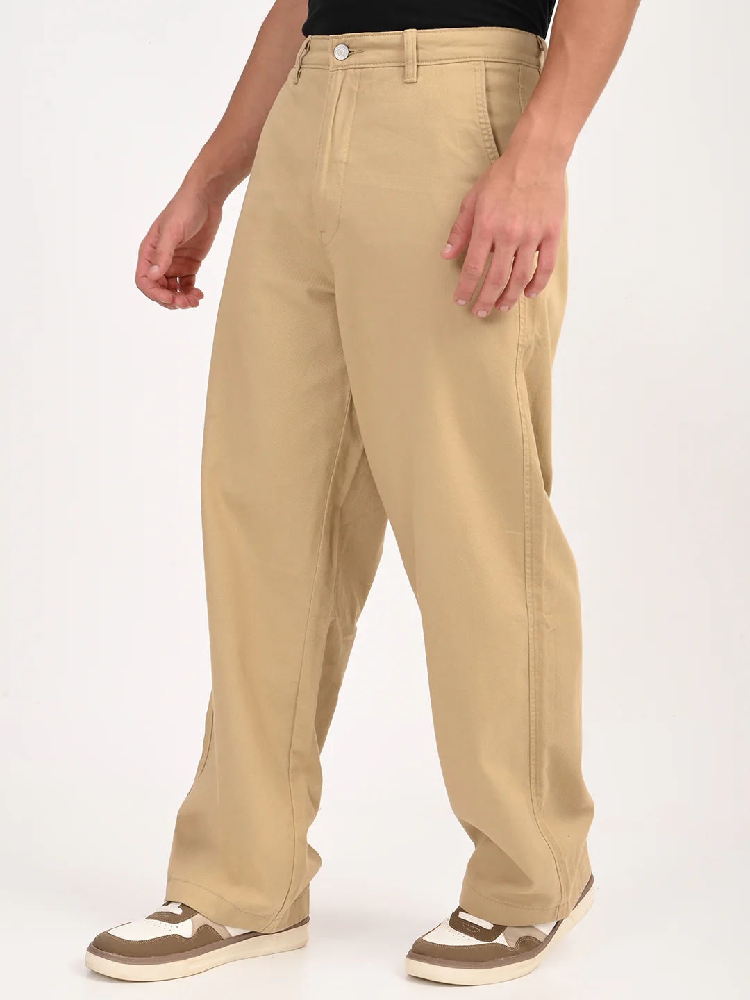 Men's Khaki Baggy Fit Trousers - Image 4