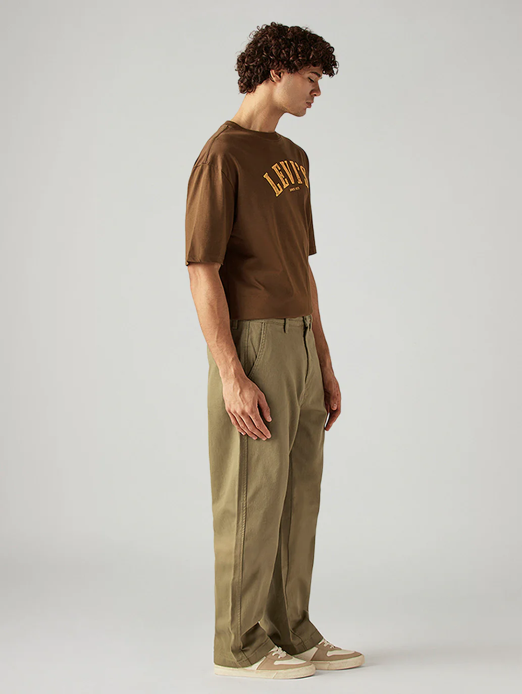 Men's Khaki Loose Fit Mid Rise Chinos - Image 6