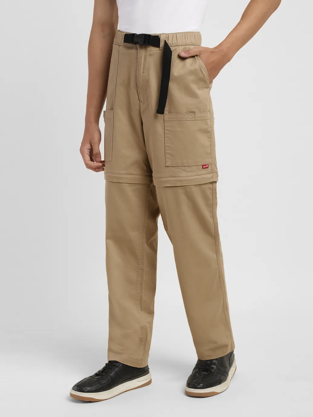 Men's Khaki Regular Fit Cargos - Image 4