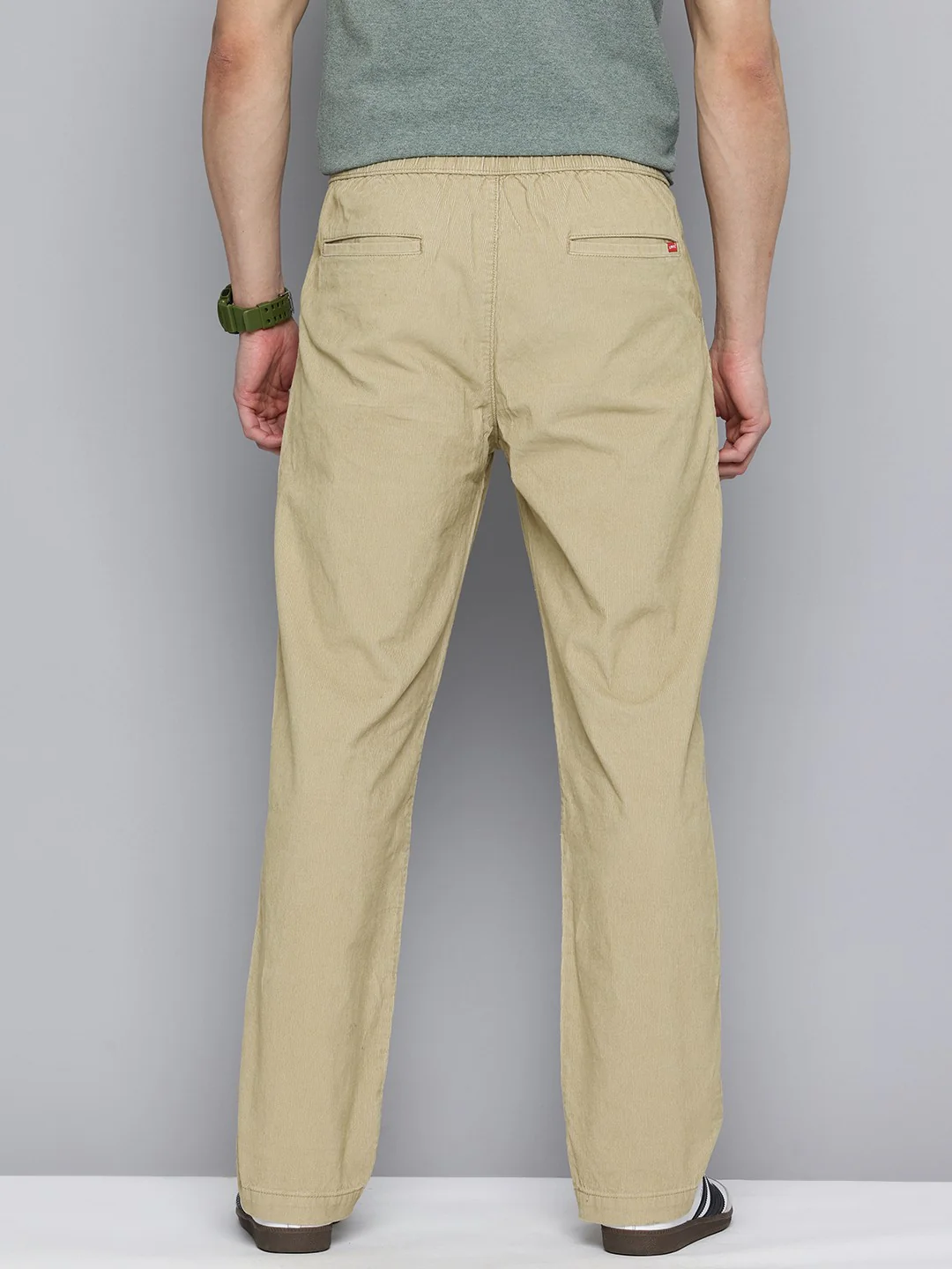 Men's Khaki Regular Fit Trousers - Image 2