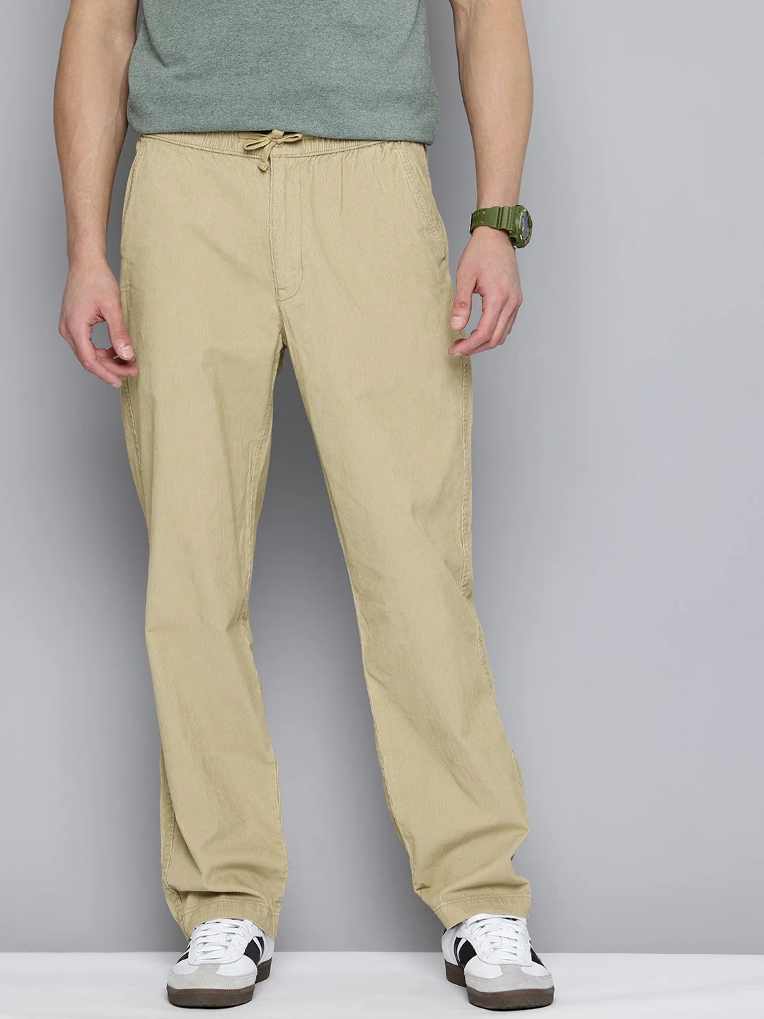 Men's Khaki Regular Fit Trousers - Image 3