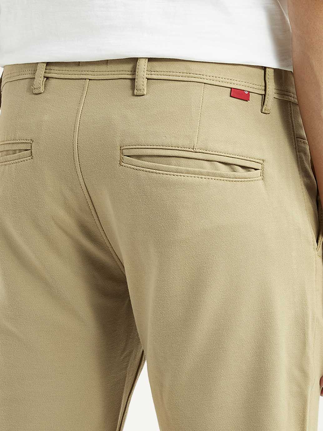 Men's Khaki Slim Fit Chino Trousers - Image 4