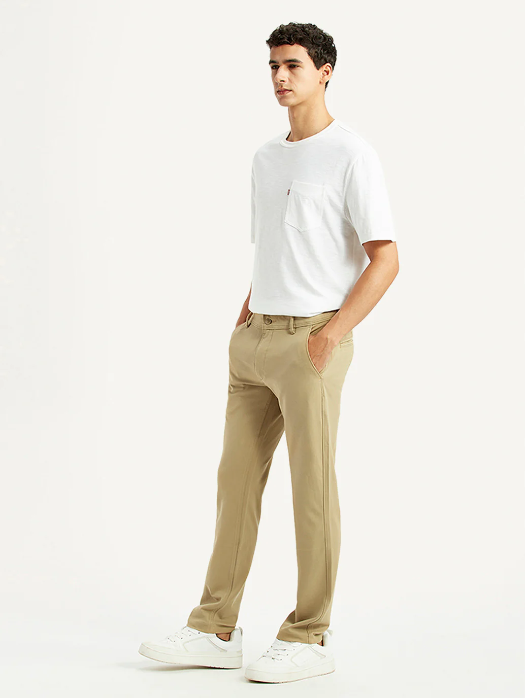 Men's Khaki Slim Fit Chino Trousers - Image 5