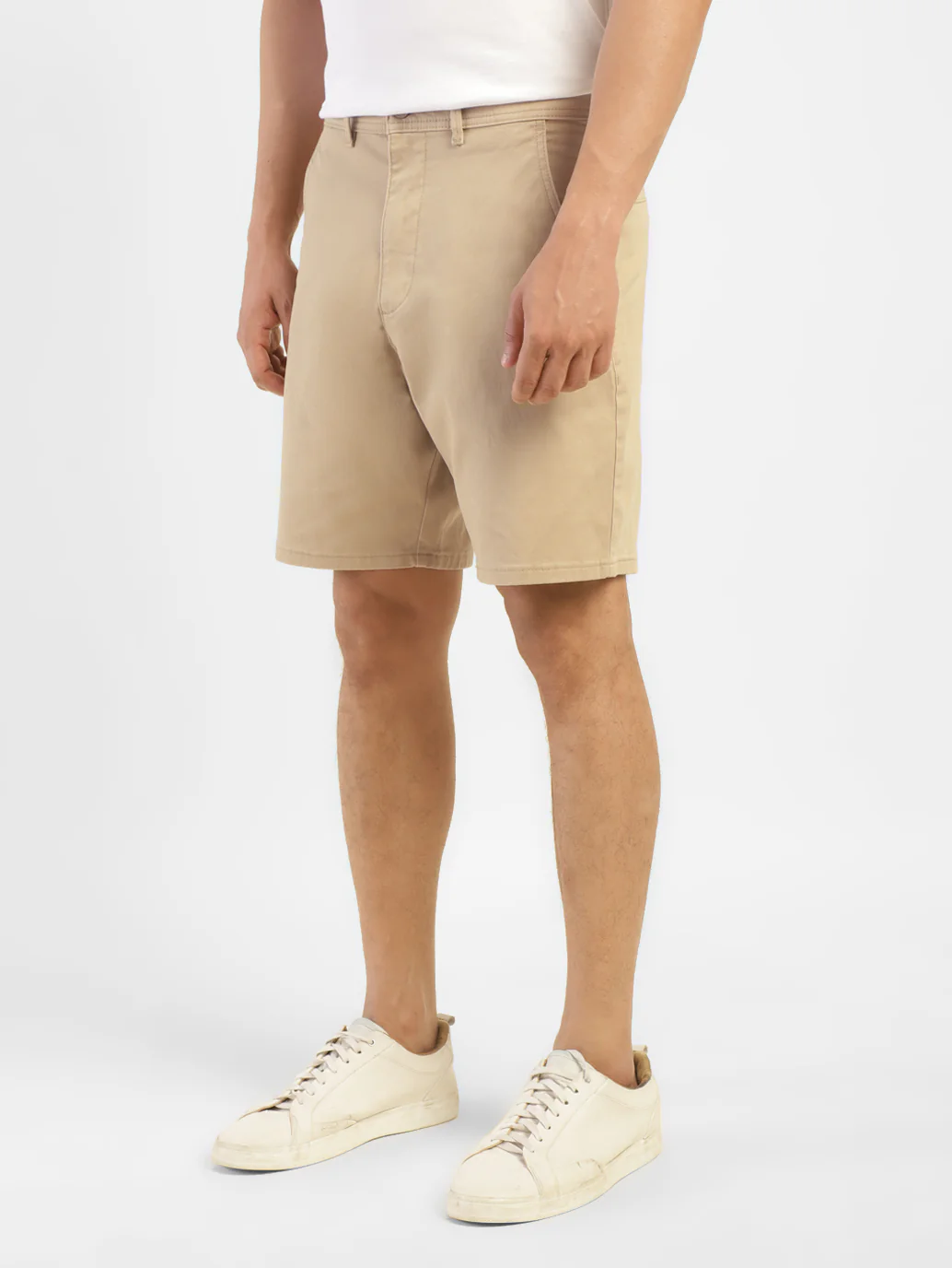 Men's Beige Slim Tapered Fit Shorts - Image 3