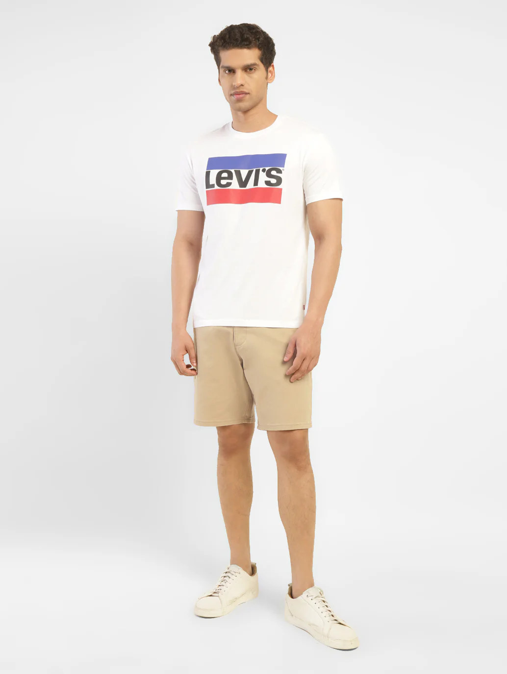 Men's Beige Slim Tapered Fit Shorts - Image 6