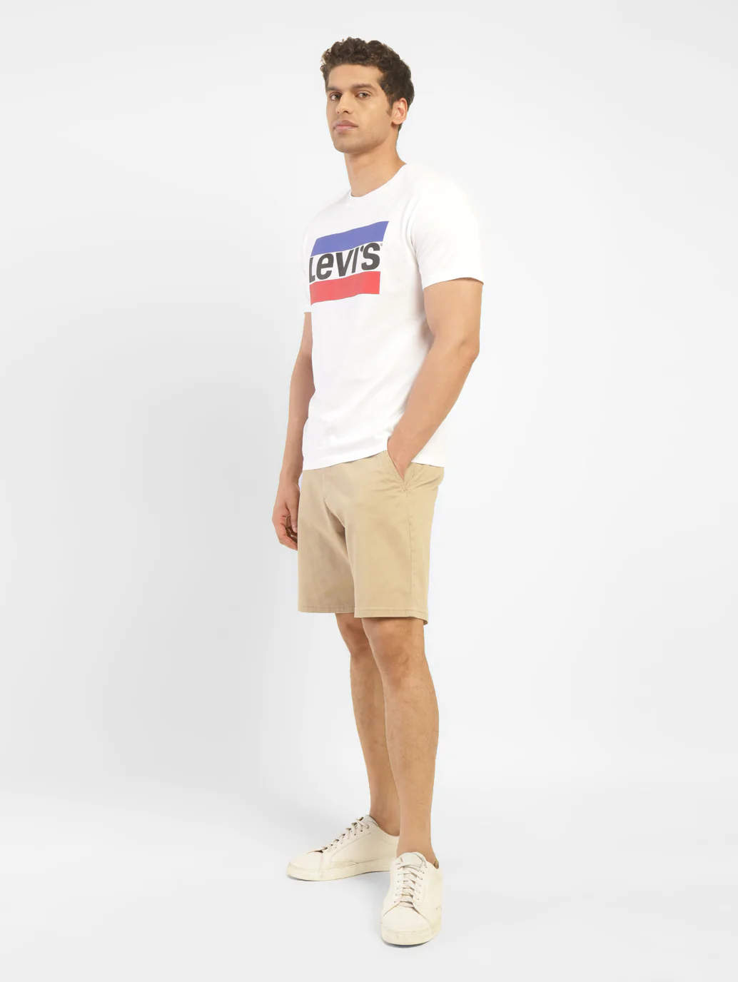 Men's Beige Slim Tapered Fit Shorts - Image 7