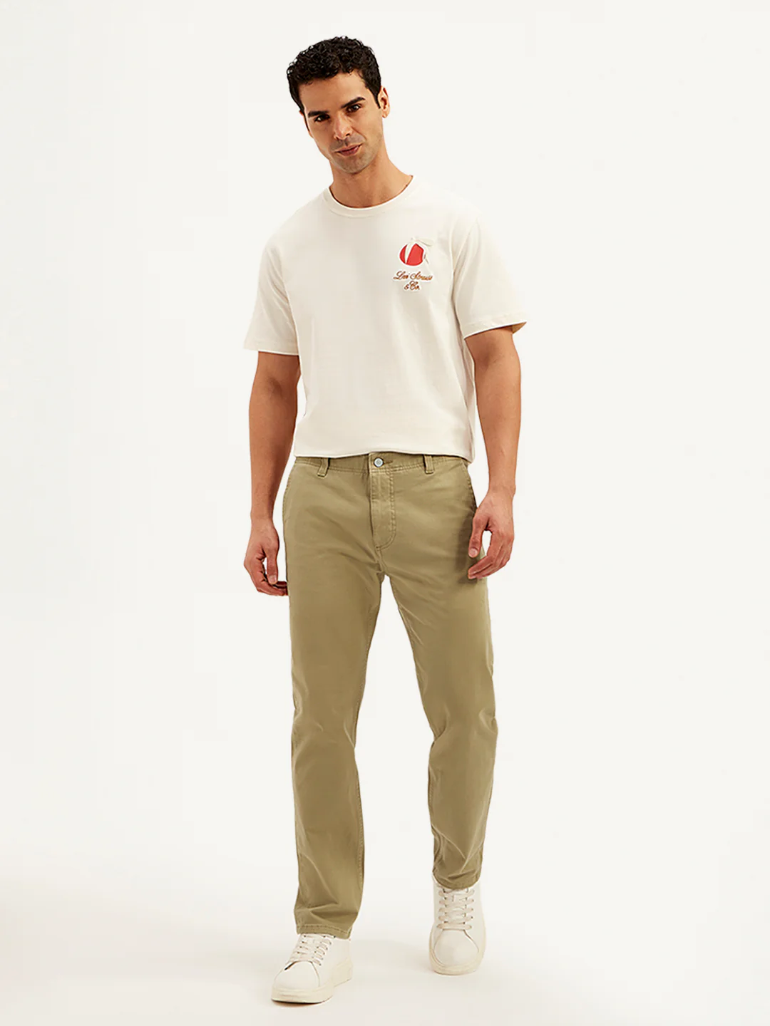 Men's Khaki Tapered Fit Chinos - Image 2