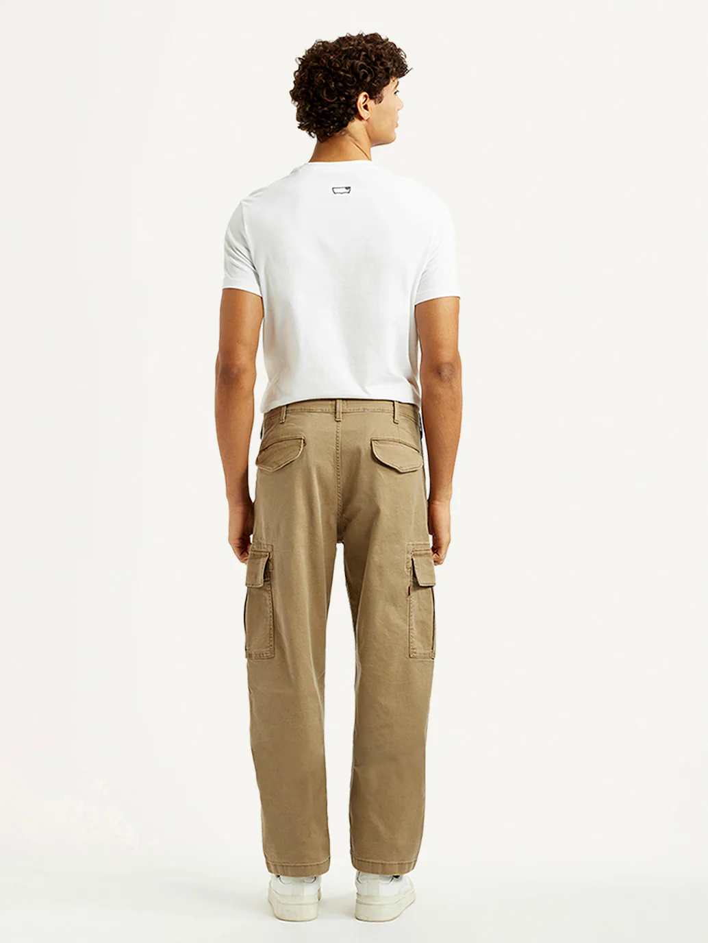 Men's Khaki Overdyed Tapered Fit Mid Rise Cargo Trousers - Image 4
